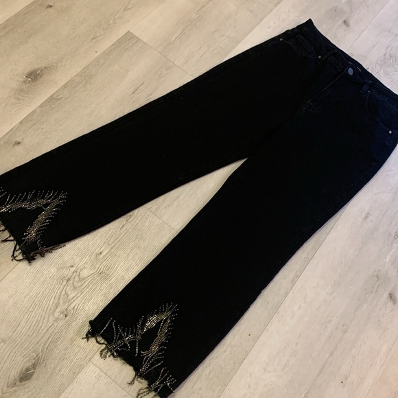Risen jeans black distressed bling bling size 13/31 high waisted raw ham‎ party - Picture 1 of 16